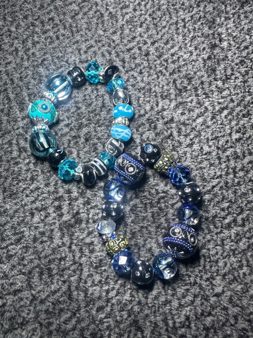 Blue and Teal Beaded Bracelet Set - Women Jewelry